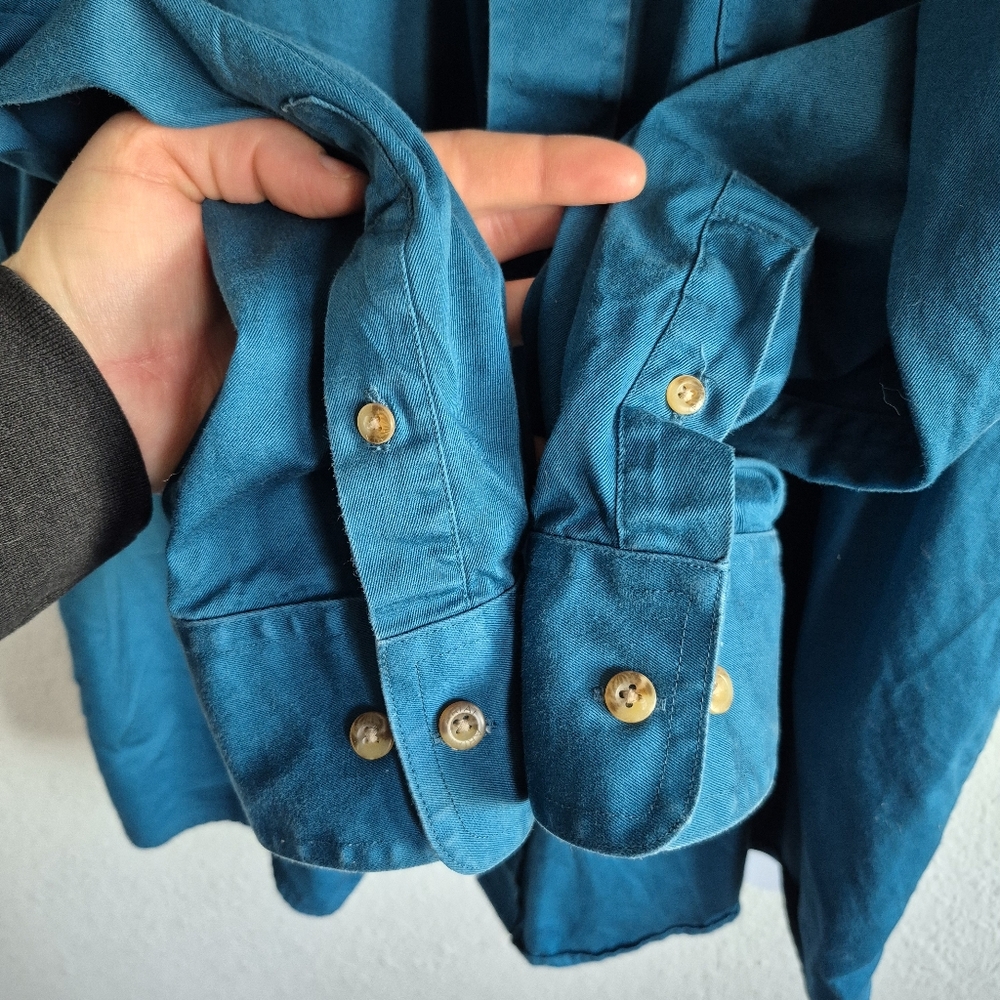 Ariat Solid Teal Turquoise Button Down Shirt Mens… - image 5